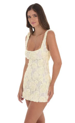 Textured Floral Bodycon Dress in Ivory