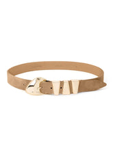 Modern Western Belt in Shiitake Suede