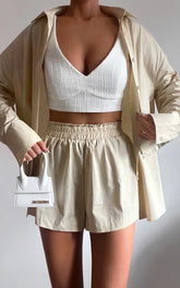 Terah Shorts - High Waisted Shorts in Sand