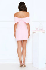 Exquisite Ease Off Shoulder Mini Dress Pink