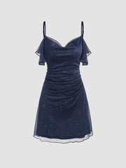 Sequin Ruched Mini Dress