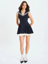 Calliope Navy Sailor Pleated Mini Dress