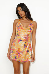 She's A Masterpiece Sequin Mini Dress Orange