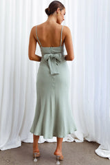 Twin Flame Drawstring Bust Midi Dress Sage