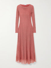 Metallic open-knit midi dress