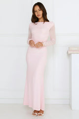 Love Chaser Mesh Long Sleeve Maxi Dress Pink