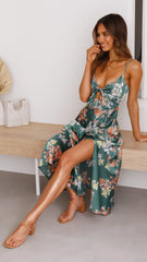 Dreamers Midi Dress - Green Floral