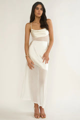 Golden Era Sheer Waist Maxi Dress Oyster