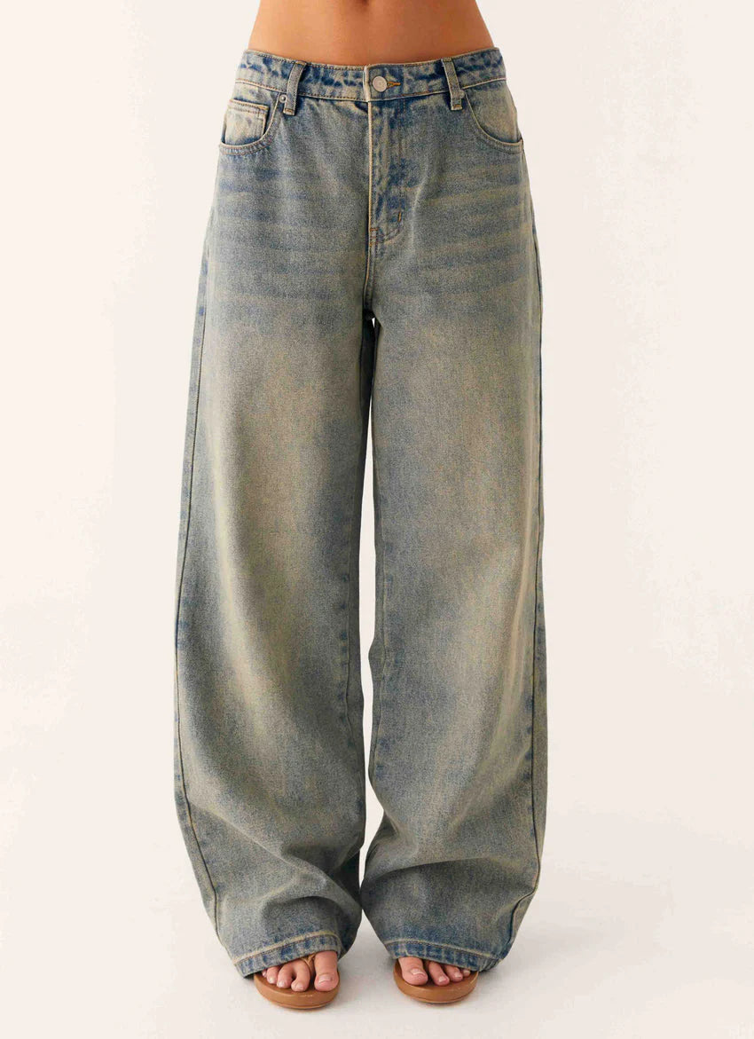 Keanna Low Rise Denim Jeans - Dirty Wash