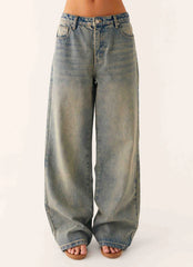 Keanna Low Rise Denim Jeans - Dirty Wash
