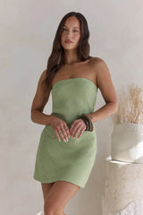 High Spirits Linen Mini Dress Sage
