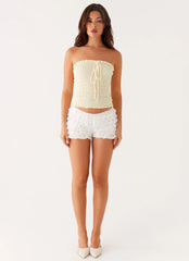 Cordelia Shirred Tube Top - Lemon