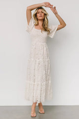 Aspen Smocked Lace Maxi Dress | Off White
