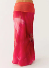 Raya Maxi Skirt - Peach Watermelon Flower