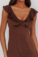 Zerai Ruffle Trimmed Maxi Dress Chocolate