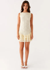 Manuka Ruffle Mini Dress - Yellow