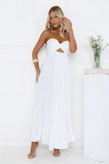 Dance Floor Darling Pleated Strapless Maxi Dress White